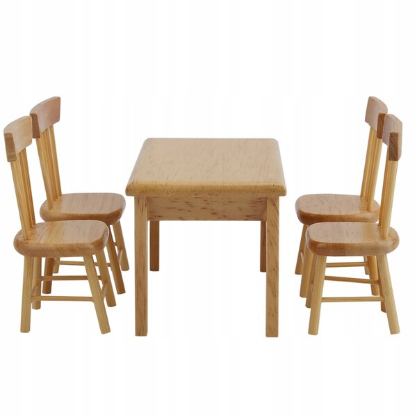 Set Miniatura Tavolo e 4 Sedie per Casa delle Bambole Scala 1:12