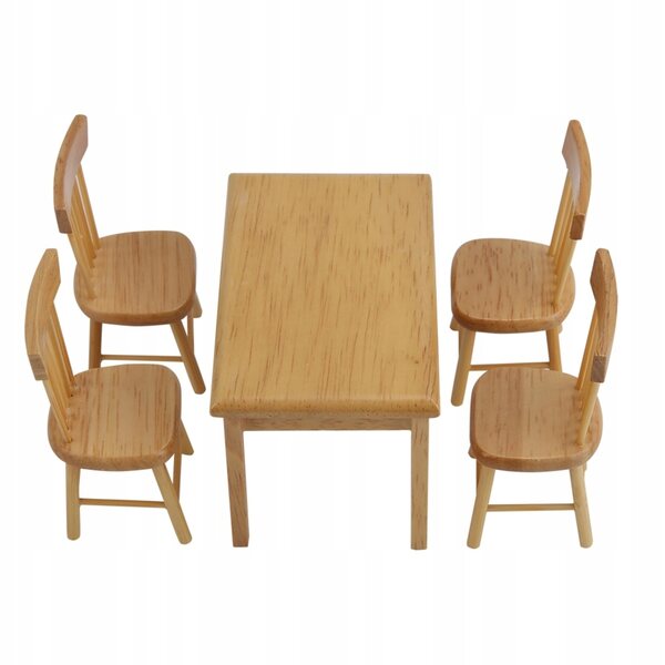 Set Miniatura Tavolo e 4 Sedie per Casa delle Bambole Scala 1:12