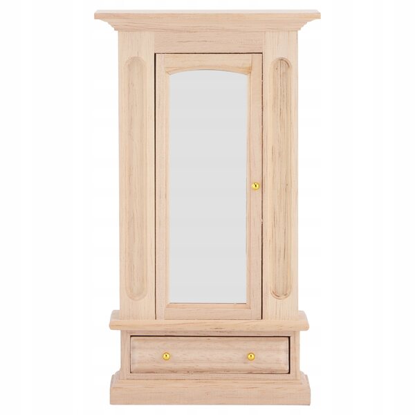1:12 Puppenhaus-Kleiderschrank aus Holz mit Spiegel, realistische Miniatur