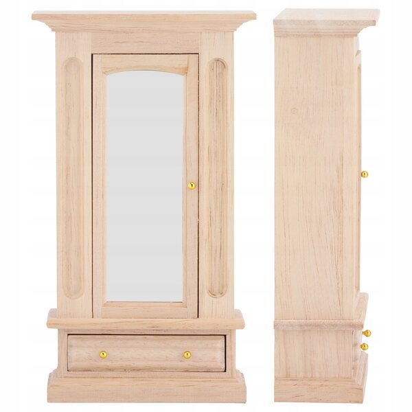 1:12 Puppenhaus-Kleiderschrank aus Holz mit Spiegel, realistische Miniatur