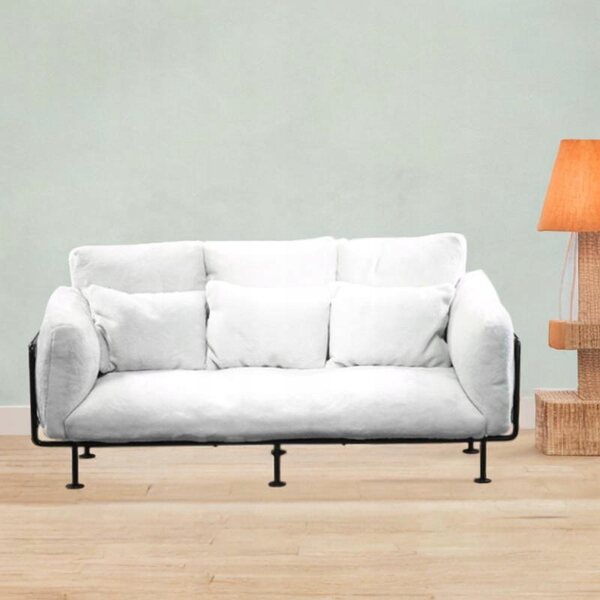 Modello Miniatura Sofa 1/6 in Tessuto Bianco per Diorama e Collezioni