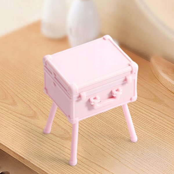 Miniatura 1:12 Etui toaletka per trucchi per casa delle bambole in ABS rosa