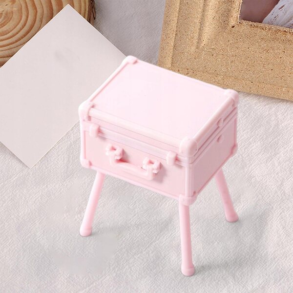 Miniatura 1:12 Etui toaletka per trucchi per casa delle bambole in ABS rosa