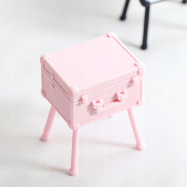 Miniatura 1:12 Etui toaletka per trucchi per casa delle bambole in ABS rosa