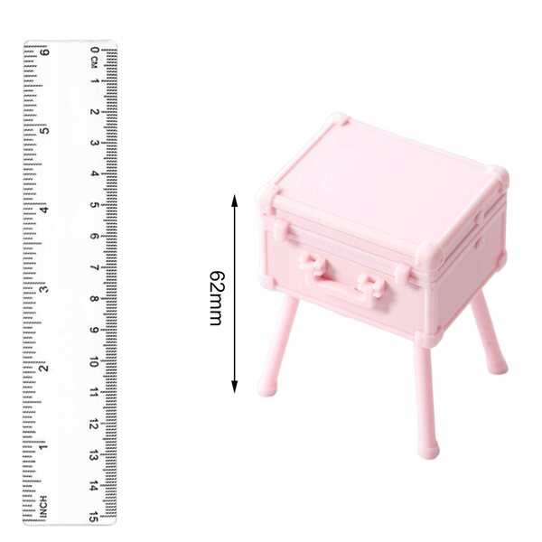 Miniatura 1:12 Etui toaletka per trucchi per casa delle bambole in ABS rosa