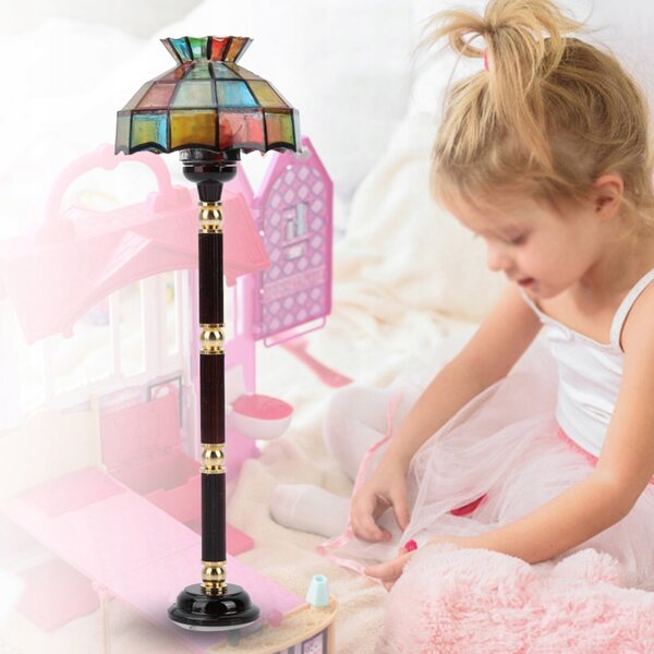 Lampada da Terra Miniatura 1:12 LED per Casa delle Bambole in Metallo