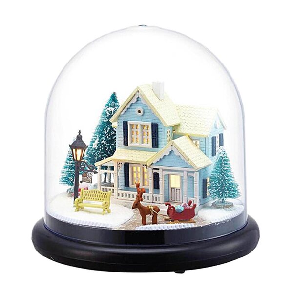 DIY Puppenhausminiatur aus Holz mit Glaskugel, kreative Geschenkidee