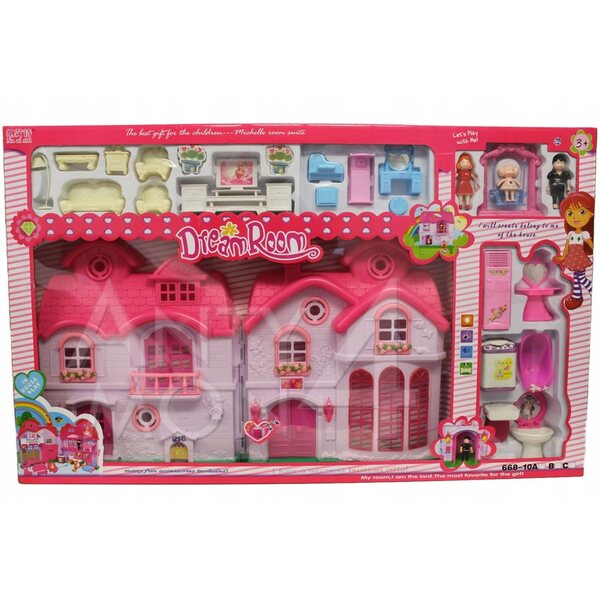 Gazelo Puppenhaus mit Zubehör und Möbeln, kreatives Spiel für Kinder