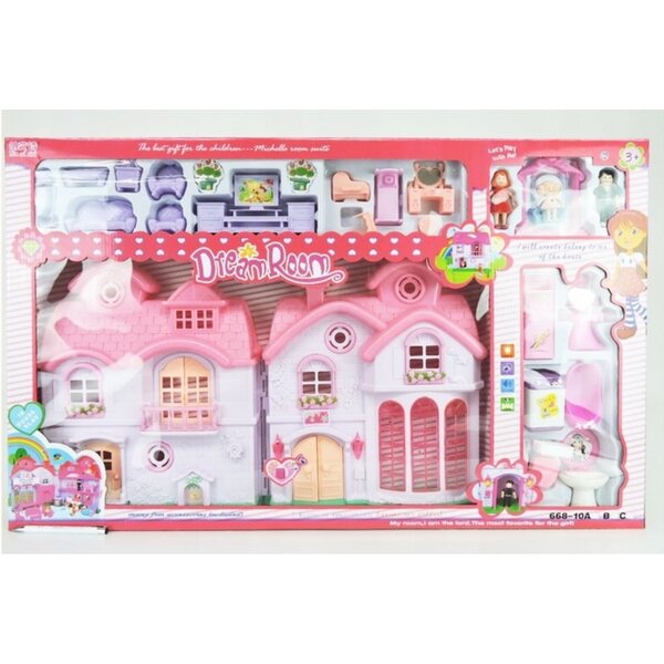 Gazelo Puppenhaus mit Zubehör und Möbeln, kreatives Spiel für Kinder