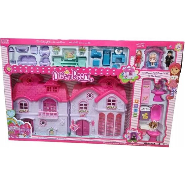 Gazelo Puppenhaus mit Zubehör und Möbeln, kreatives Spiel für Kinder