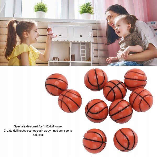 Miniatura 1:12 Pallone da Basket in Plastica per Casa delle Bambole Decorazione Sportiva