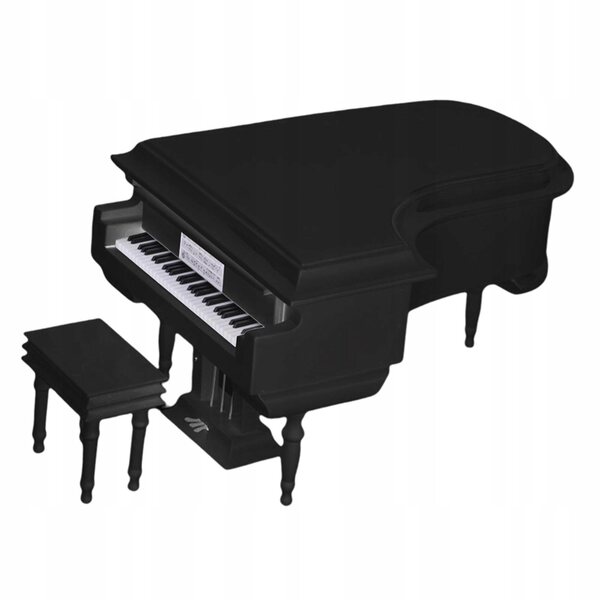 Mini Modello Pianoforte 1:12 con Carillon in Legno e Plastica Nero per Bambole