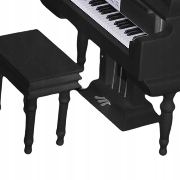 Mini Modello Pianoforte 1:12 con Carillon in Legno e Plastica Nero per Bambole