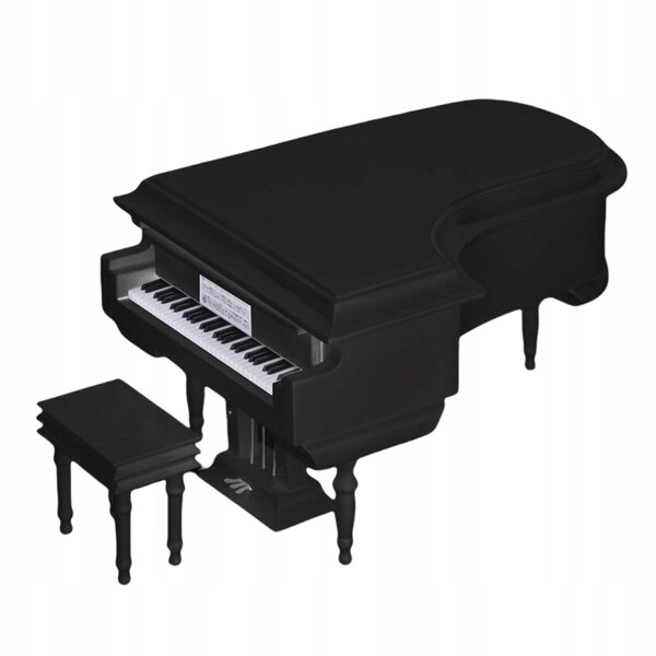 Mini Modello Pianoforte 1:12 con Carillon in Legno e Plastica Nero per Bambole
