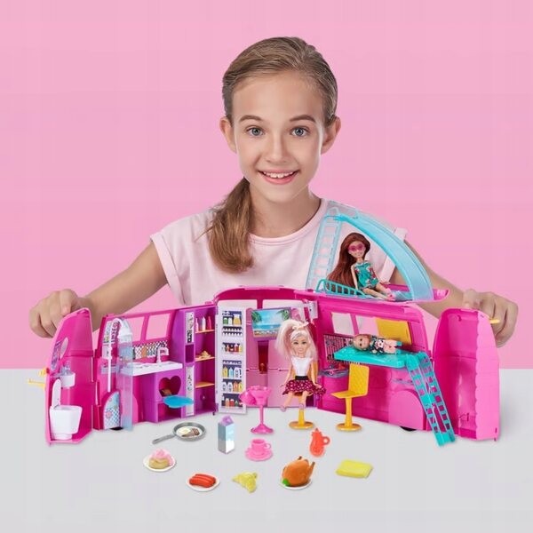 Kamper retrò ZURU Sparkle Girlz per bambole con accessori e piscina, età 3+