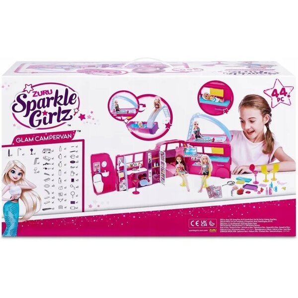 Kamper retrò ZURU Sparkle Girlz per bambole con accessori e piscina, età 3+
