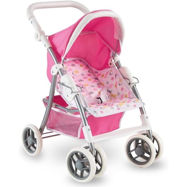 Passeggino per Bambole Teorema Giocattoli Pieghevole con Cappotta Regolabile, Rosa