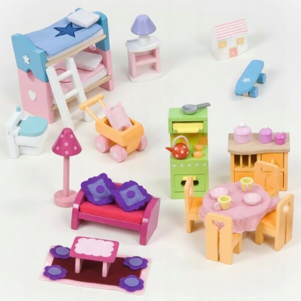 Luxuriöses, farbenfrohes Holzmöbel für Puppen von Le Toy Van