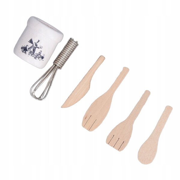 1:12 Miniatur-Küchenzubehör aus Holz für Puppenhäuser, 5 Stück