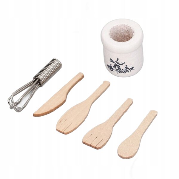 1:12 Miniatur-Küchenzubehör aus Holz für Puppenhäuser, 5 Stück