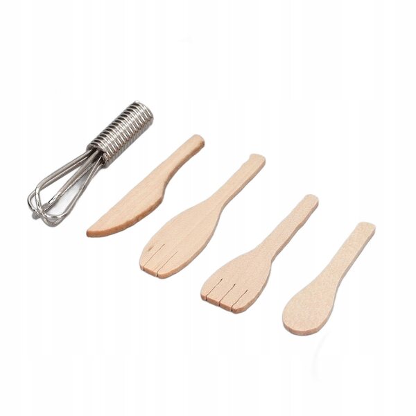 1:12 Miniatur-Küchenzubehör aus Holz für Puppenhäuser, 5 Stück