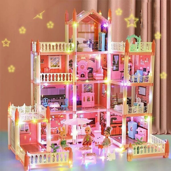 Maison de poupée avec 4 étages et 11 pièces - Coffre-fort pour enfants