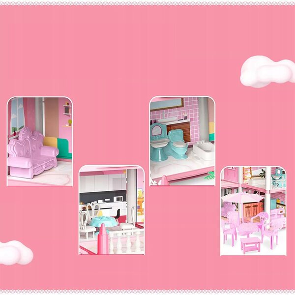 Maison de poupée avec 4 étages et 11 pièces - Coffre-fort pour enfants