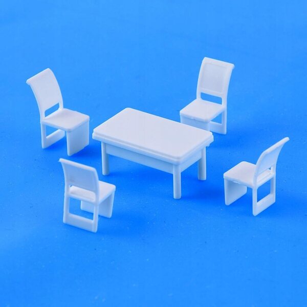 Miniatura Mobili 1:75 Set 6 Pezzi Sedia e Tavolo per Scena e Diorama DIY