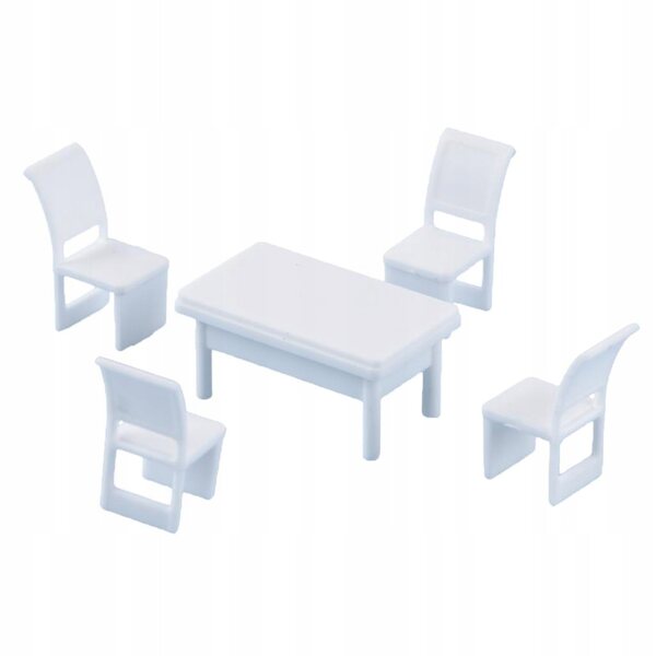Miniatura Mobili 1:75 Set 6 Pezzi Sedia e Tavolo per Scena e Diorama DIY
