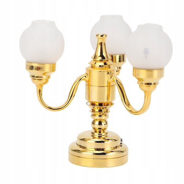Lampadario Miniatura 1:12 Elegante Dorato per Case delle Bambole con LED