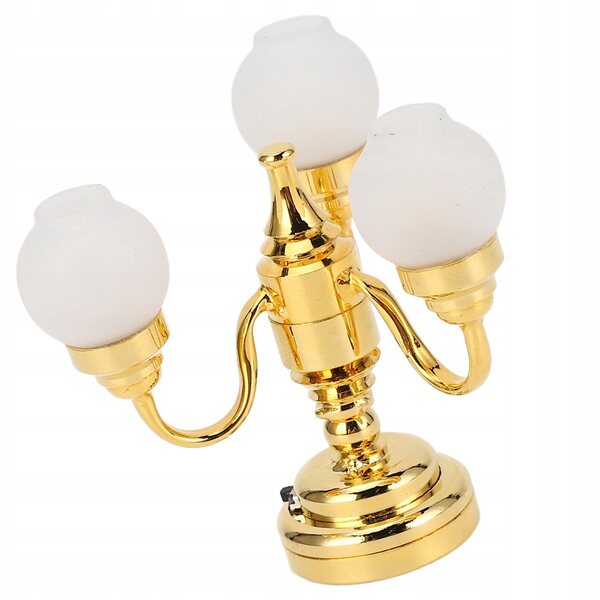Lampadario Miniatura 1:12 Elegante Dorato per Case delle Bambole con LED