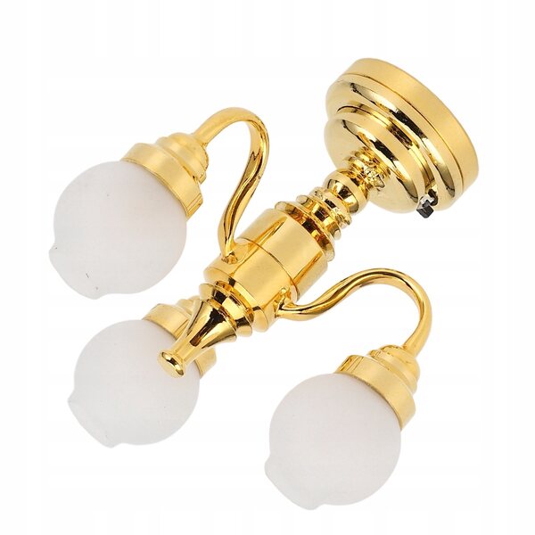 Lampadario Miniatura 1:12 Elegante Dorato per Case delle Bambole con LED