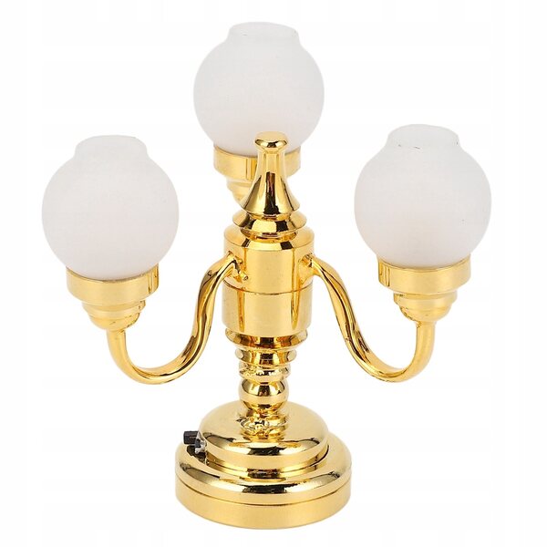 Lampadario Miniatura 1:12 Elegante Dorato per Case delle Bambole con LED