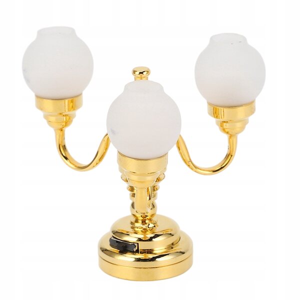 Lampadario Miniatura 1:12 Elegante Dorato per Case delle Bambole con LED