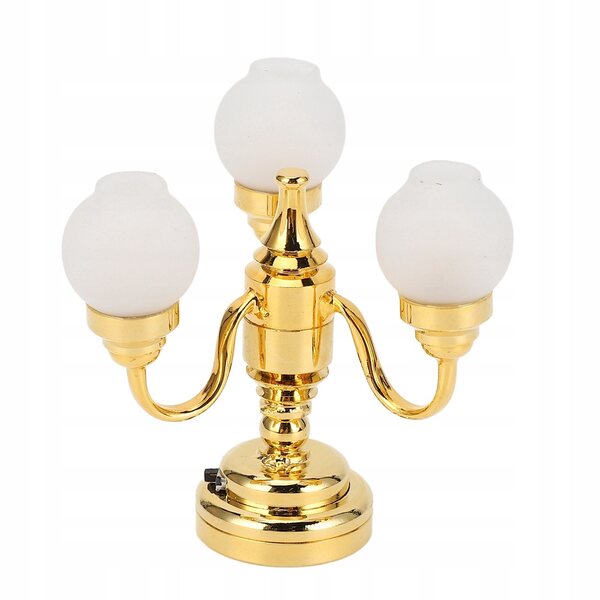 Lampadario Miniatura 1:12 Elegante Dorato per Case delle Bambole con LED
