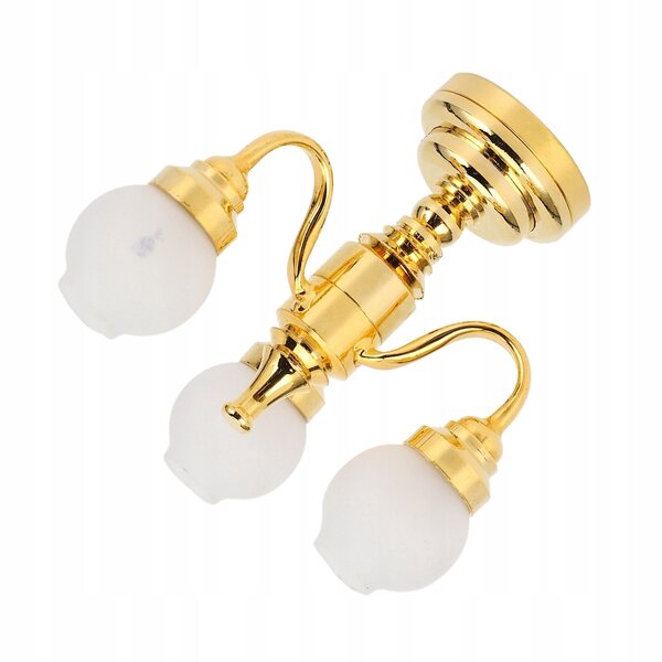 Lampadario Miniatura 1:12 Elegante Dorato per Case delle Bambole con LED