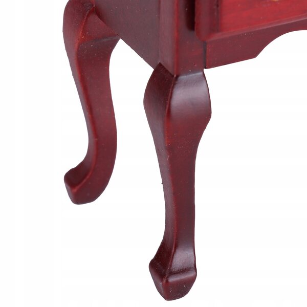 Mini scrivania in legno per casa delle bambole con 3 cassetti e design floreale