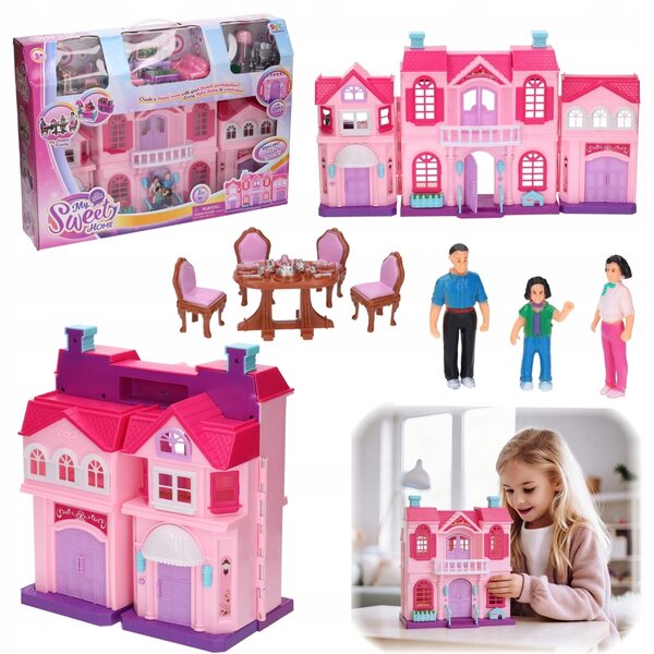 WILLA Puppenhaus mit Möbeln und batteriebetriebenem Gong, ideal für Kinder ab 3 Jahren