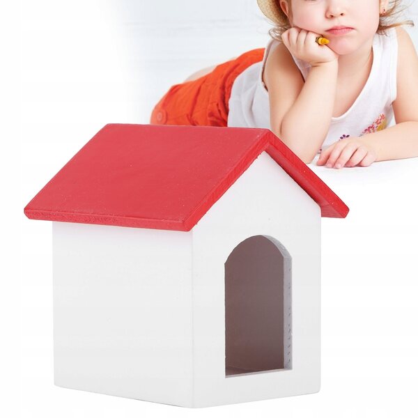 Dollhouse Casetta in Legno con Tetto e Muri Rossi Scala 1:12 per Bambini