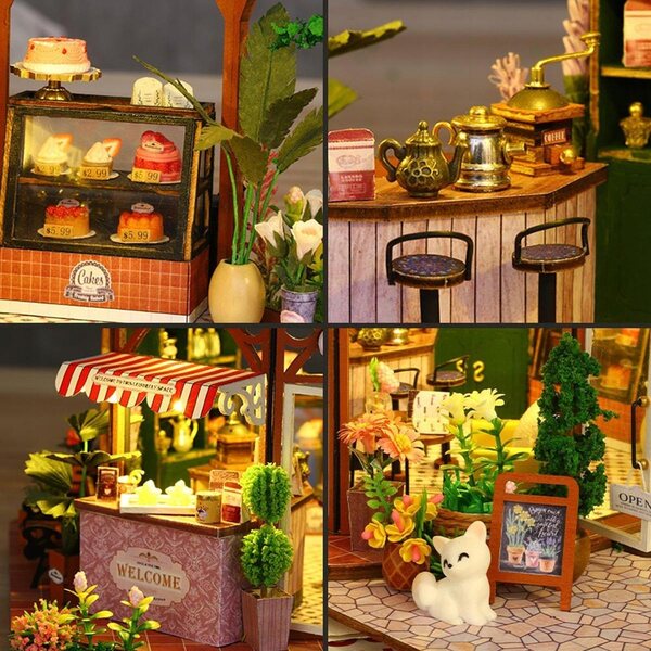 Doll House Kit Fai da Te con LED e Mobili in Legno - Miniatura Creativa