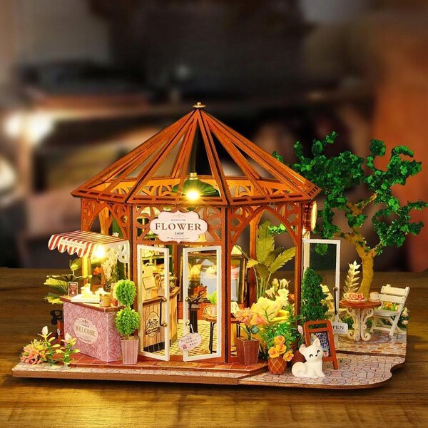 Doll House Kit Fai da Te con LED e Mobili in Legno - Miniatura Creativa