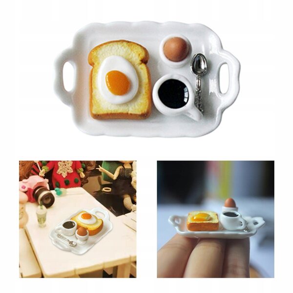Mini set colazione in ceramica per casa delle bambole scala 1:6 - accessorio decorativo