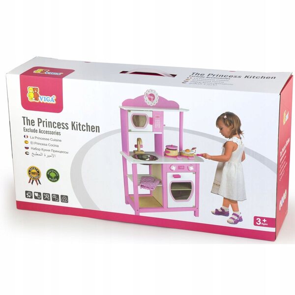 Cucina in legno per bambine Princess Pink con forno, microonde e lavello