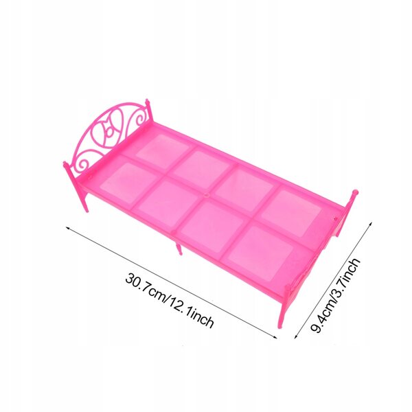 Letto Miniatura per Casa delle Bambole 14 cm con Finiture Floreali e Tessuto