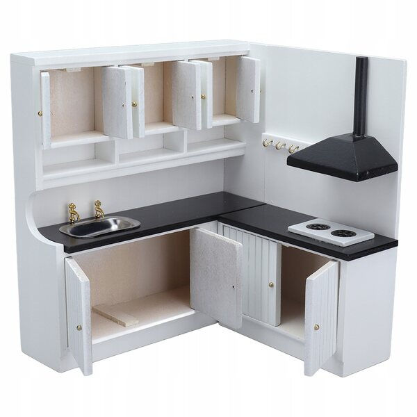 1:12 Puppenhaus-Küchenminiatur mit Holzmöbeln, elegantes Design