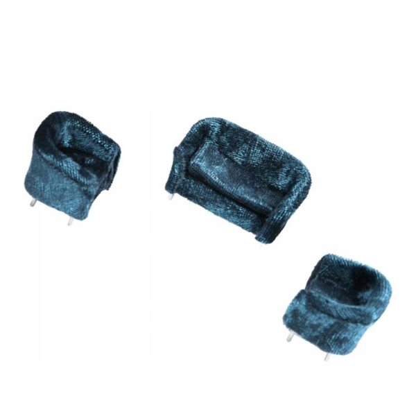 Blaues Miniatur-Doppelsofa 1/30 für Puppenhaus, Flanellmöbel