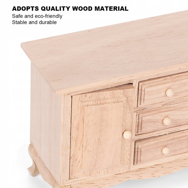 1:12 Miniaturschrank mit Schublade für Puppenhaus, umweltfreundliches Holz
