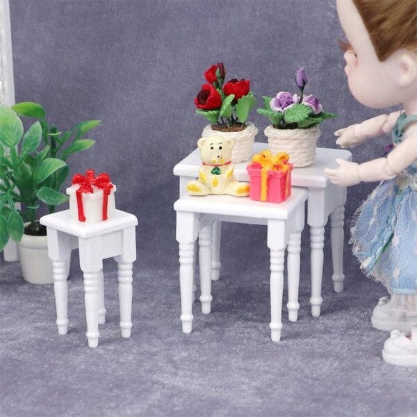 Set 3 Miniature Scrivanie in Legno 1:12 per Casa delle Bambole - Handmade
