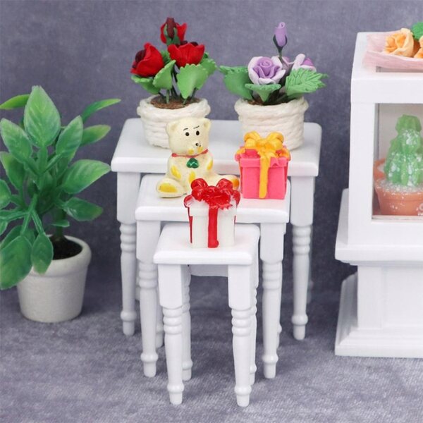 Set 3 Miniature Scrivanie in Legno 1:12 per Casa delle Bambole - Handmade