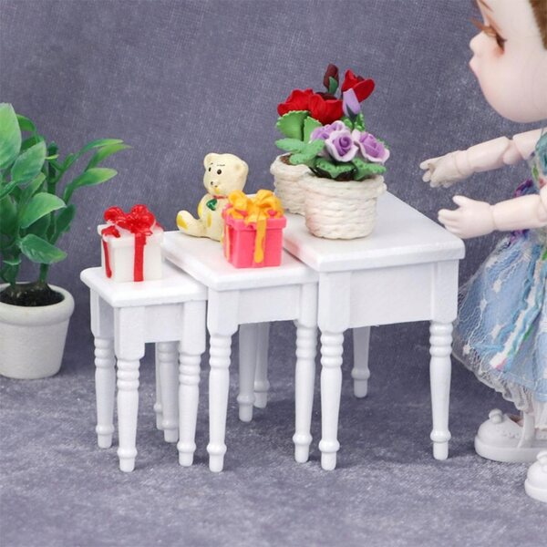 Set 3 Miniature Scrivanie in Legno 1:12 per Casa delle Bambole - Handmade